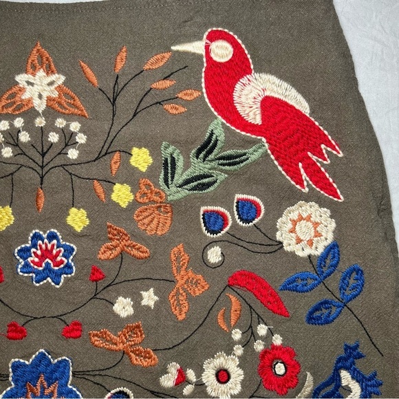 Altar’d State Embroidered Linen Cotton Blend Mini Skirt Birds Floral Women’s S - Picture 3 of 7